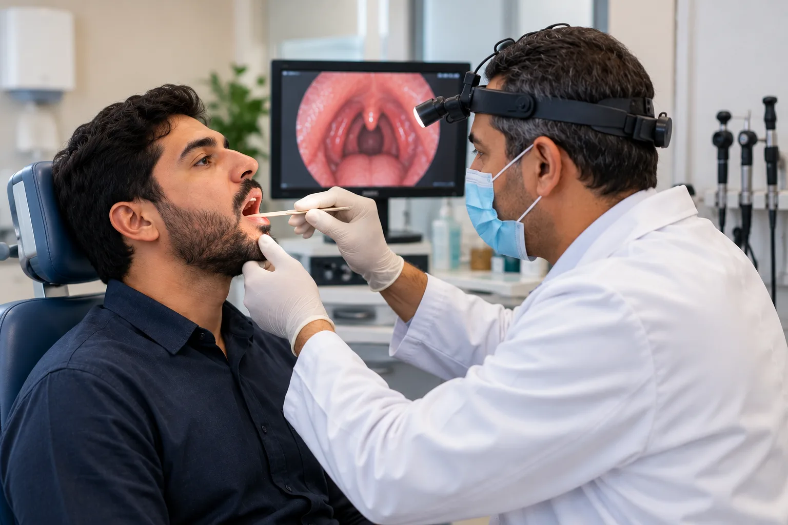 ENT Throat Examination in Clinic