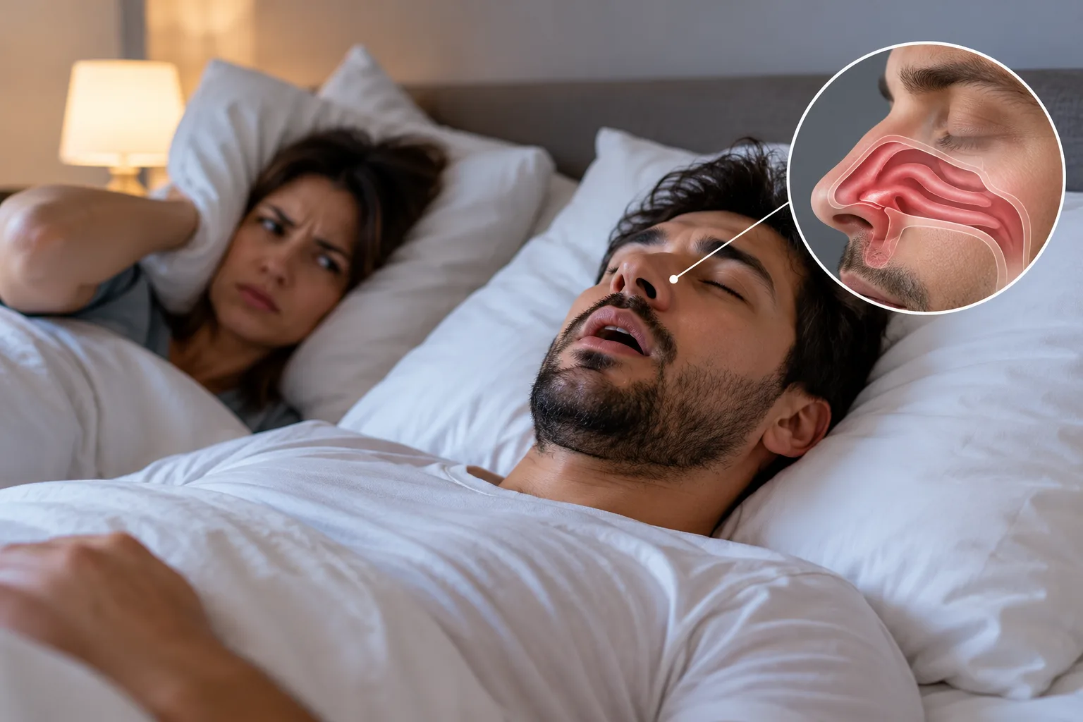 Snoring Night with Sinus Anatomy Overlay