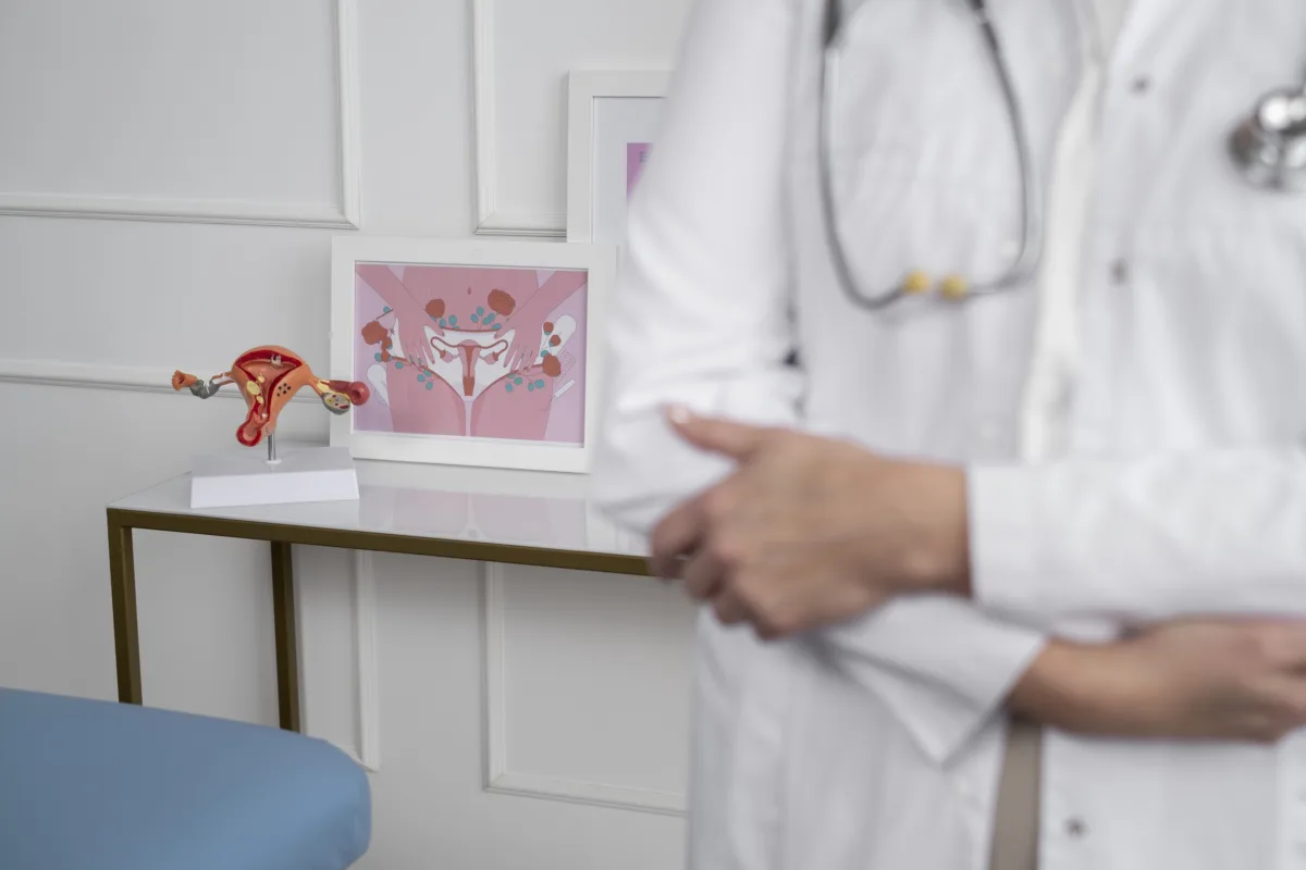 front view blurry doctor wearing stethoscope